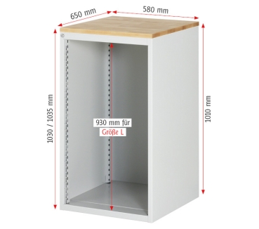 Preview: Schubladenschrank L7.11, B580xT650xH1035mm, B-Top-25mm, 8xSchublade-TA