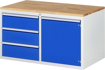 Schubladenschrank LL3.0.8, B1145xT650xH645mm, B-Top-25mm, 3xSchublade-TA, 1xTür