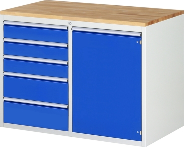 Schubladenschrank LL5.23.12, B1145xT650xH825mm, B-Top-25mm, 5xSchublade-TA,1xTür