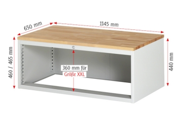 Preview: Schubladenschrank XXL2.1, B1145xT650xH465mm, B-Top-25mm, 3xSchublade-TA