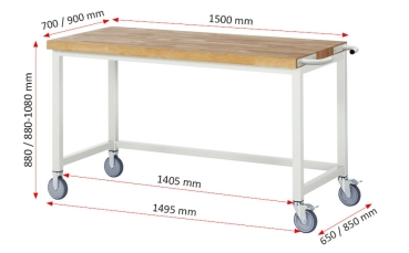 Preview: Fahrbare Werkbank 8000, B1500xT700xH880mm