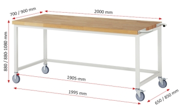 Preview: Fahrbare Werkbank 8000, B2000xT700xH880mm