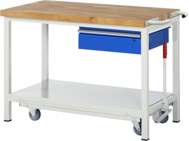 Werkbank mit Fahrgestell 8001, B1250xT700xH880mm, 1xSchublade-TA