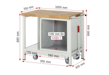 Werkbank mit Fahrgestell 8157, B1000xT700xH880mm, 3xSchublade-TA