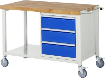 Fahrbare Werkbank 8157, B1250xT700xH880mm, 3xSchublade-TA