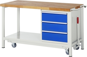 Werkbank mit Fahrgestell 8157, B1500xT700xH880mm, 3xSchublade-TA