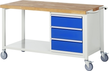 Fahrbare Werkbank 8157, B1500xT700xH880mm, 3xSchublade-TA
