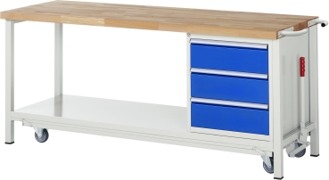 Werkbank mit Fahrgestell 8157, B2000xT700xH880mm, 3xSchublade-TA