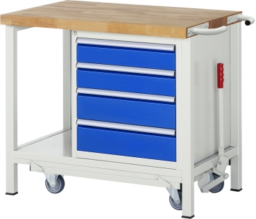 Werkbank mit Fahrgestell 8162, B1000xT700xH880mm, 4xSchublade-TA