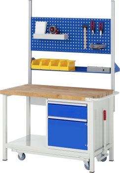 Werkbank mit Fahrgestell 8162, B1250xT700xH880mm, 4xSchublade-TA