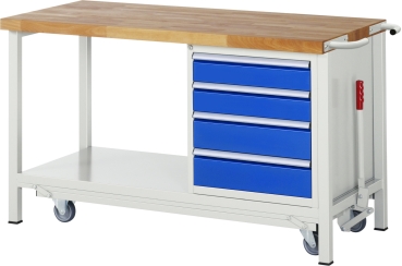 Werkbank mit Fahrgestell 8162, B1500xT700xH880mm, 4xSchublade-TA
