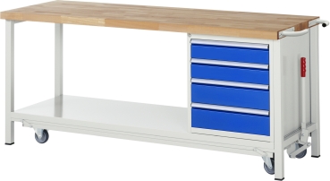 Werkbank mit Fahrgestell 8162, B2000xT700xH880mm, 4xSchublade-TA