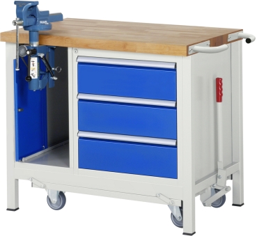Werkbank mit Fahrgestell 8183, B1000xT700xH880mm, 3xSchublade-TA, 1xSSK