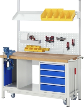 Werkbank mit Fahrgestell 8183, B1500xT700xH880mm, 3xSchublade-TA, 1xSSK