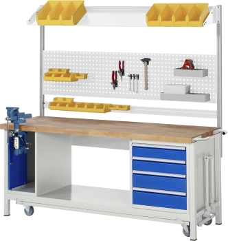 Werkbank mit Fahrgestell 8183, B2000xT700xH880mm, 3xSchublade-TA, 1xSSK