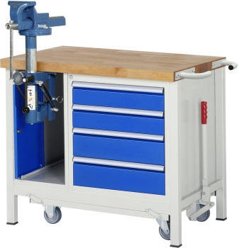 Werkbank mit Fahrgestell 8185, B2000xT700xH880mm, 4xSchublade-TA, 1xSSK
