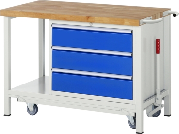 Werkbank mit Fahrgestell 8257, B1250xT700xH880mm, 3xSchublade-TA