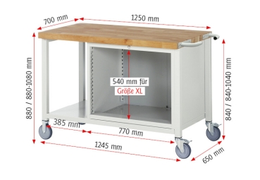 Preview: Fahrbare Werkbank 8257, B1250xT700xH880mm, 3xSchublade-TA