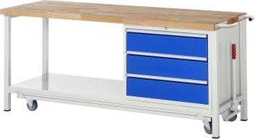 Werkbank mit Fahrgestell 8257, B2000xT700xH880mm, 3xSchublade-TA