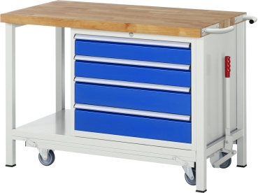 Werkbank mit Fahrgestell 8262, B1250xT700xH880mm, 4xSchublade-TA