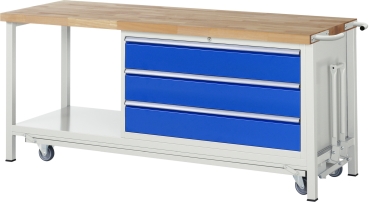 Werkbank mit Fahrgestell 8357, B2000xT700xH880mm, 3xSchublade-TA