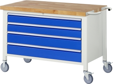 Fahrbare Werkbank 8362, B1250xT700xH880mm, 4xSchublade-TA