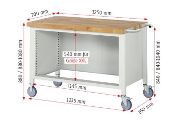 Preview: Fahrbare Werkbank 8362, B1250xT700xH880mm, 4xSchublade-TA