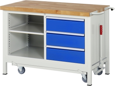 Werkbank mit Fahrgestell 8462, B1250xT700xH880mm, 3xSchublade-TA