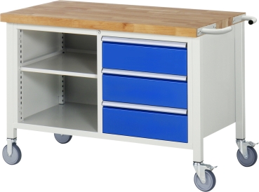 Fahrbare Werkbank 8462, B1250xT700xH880mm, 3xSchublade-TA