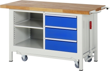 Werkbank mit Fahrgestell 8462, B1500xT700xH880mm, 3xSchublade-TA