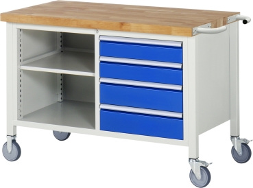 Fahrbare Werkbank 8463, B1250xT700xH880mm, 4xSchublade-TA