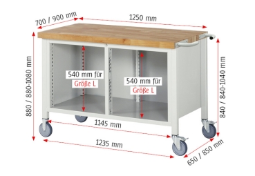 Preview: Fahrbare Werkbank 8477, B1250xT700xH880mm, 8xSchublade-TA