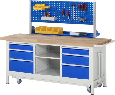Werkbank mit Fahrgestell 8563, B2000xT700xH880mm, 3xSchublade-TA, 1xTür