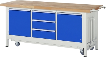 Werkbank mit Fahrgestell 8569, B2000xT700xH880mm, 3xSchublade-TA, 1xTür
