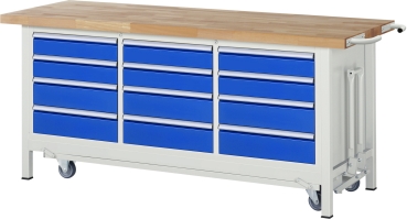 Werkbank mit Fahrgestell 8579, B2000xT700xH880mm, 12xSchublade-TA