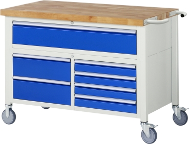 Fahrbare Werkbank 8921, B1250xT700xH920mm, 7xSchublade-TA