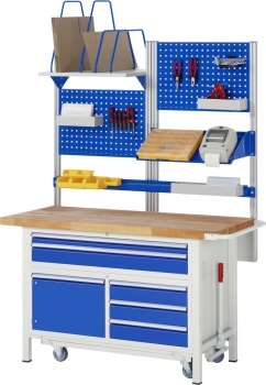 Werkbank mit Fahrgestell 8921, B1500xT700xH920mm, 7xSchublade-TA