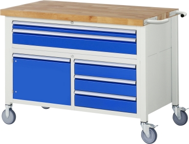 Fahrbare Werkbank 8922, B1250xT700xH920mm, 5xSchublade-TA, 1xTür