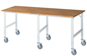 Fahrbarer Arbeitstisch (HV) Tom (6 LR), B2500xT1000xH910-1230mm, B-Platte-25mm