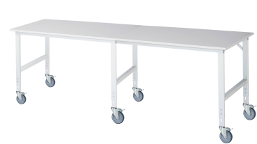 Fahrbarer Arbeitstisch (HV) Tom (6 LR), B3000xT1000xH910-1230mm, M-Platte-22mm