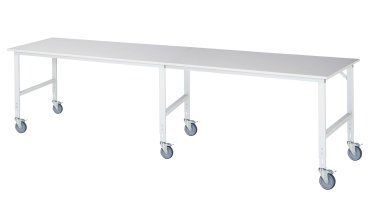 Fahrbarer Arbeitstisch (HV) Tom (6 LR), B4000xT1000xH910-1230mm, M-Platte-22mm