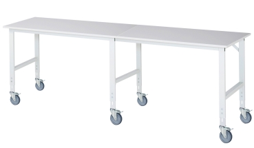 Fahrbarer Arbeitstisch (HV) Tom (6 LR), B3000xT800xH910-1230mm, M-Platte-22mm