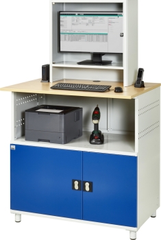 Preview: Computer-Tisch 1023 mit Monitorgehäuse T300mm, B1100xT790xH1840mm, stationär