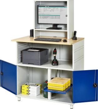 Computer-Tisch 1023 mit Monitorgehäuse T300mm, B1100xT790xH1840mm, stationär