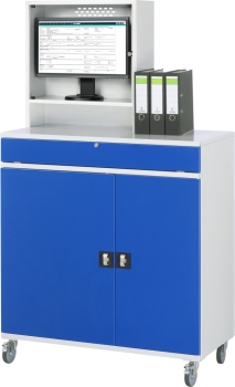Preview: Computer-Schrank 65 mit Monitorgehäuse T250mm, B1100xT520xH1895mm, mobil