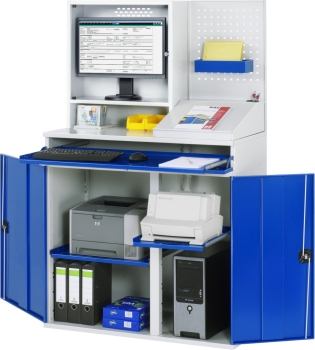 Computer-Schrank 67T mit Monitorgehäuse T250mm, B1100xT520xH1770mm, stationär