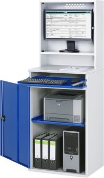 Preview: Computer-Schrank 65 mit Monitorgehäuse T250mm, B650xT520xH1770mm, stationär