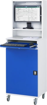 Preview: Computer-Schrank 65 mit Monitorgehäuse T250mm, B65 xT520xH1895mm, mobil