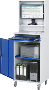 Preview: Computer-Schrank 65 mit Monitorgehäuse T250mm, B65 xT520xH1895mm, mobil