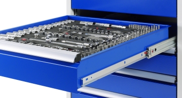 Preview: Schubladenschrank LL7.3.3, B1145xT650xH1035mm, B-Top-25mm, 8xSchublade-VA, 2xTür